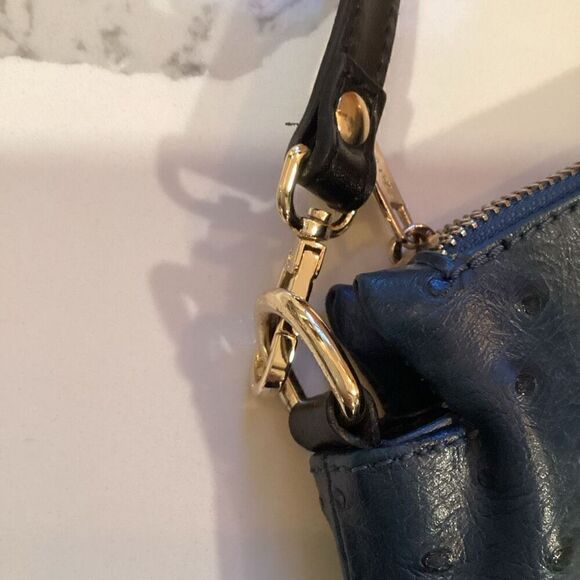 Genuine Leather Valentina Italian Bag Purse Handbag Navy - Picture 9 of 14